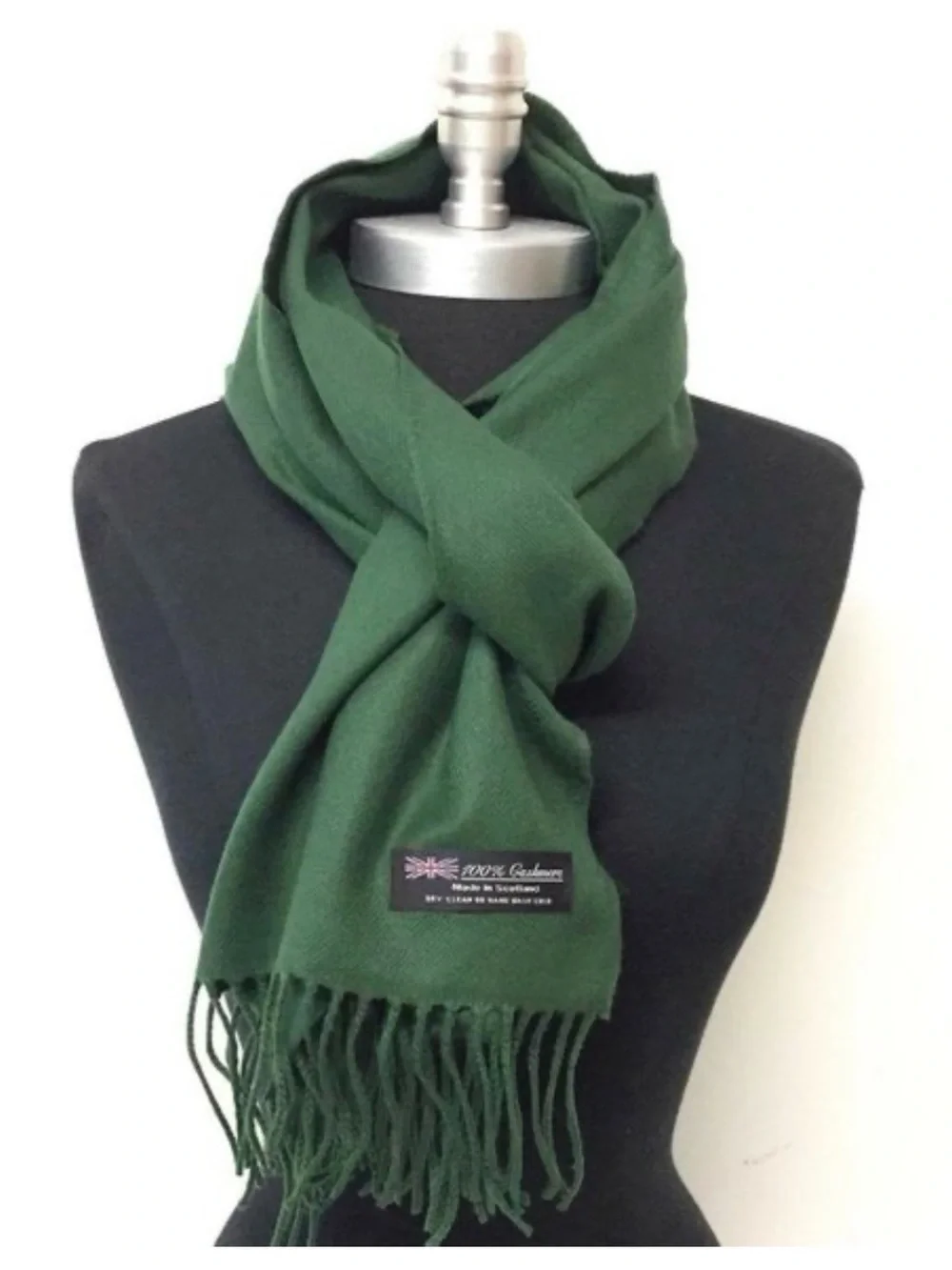 Classic Dark Green Scarf - 100% Cashmere